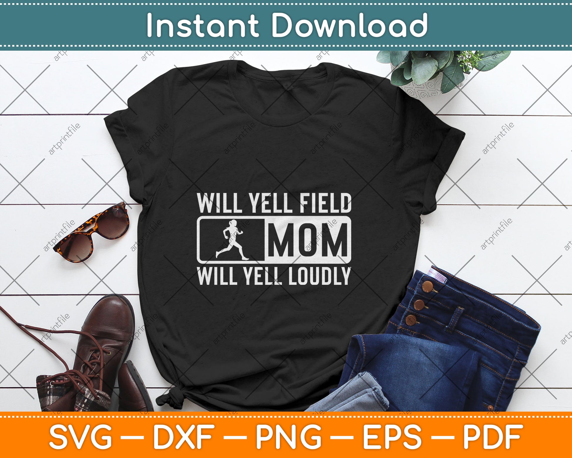 Track And Field Mom Will Yell Loudly Runner Mother's Day Svg Digital Cutting File