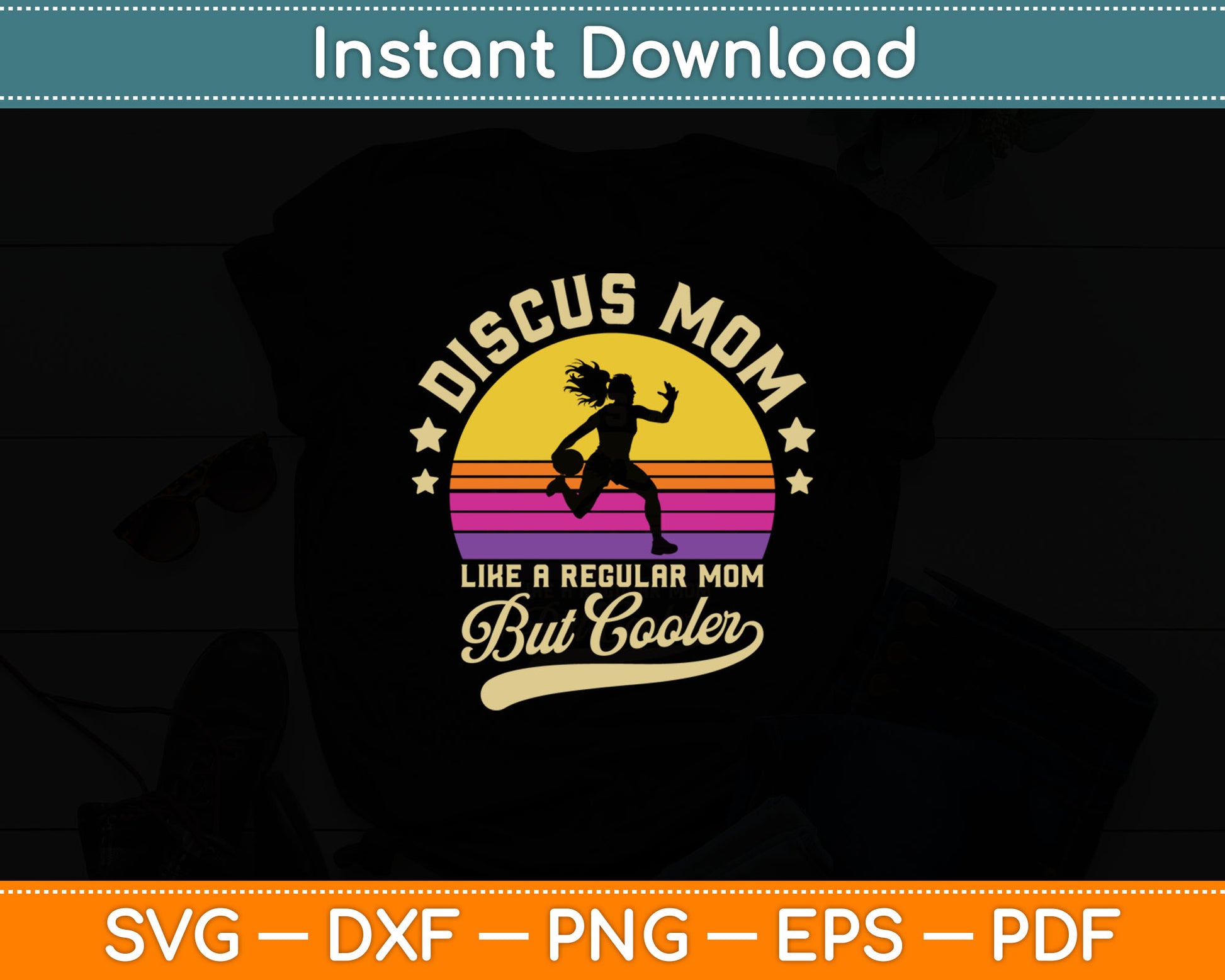 Track And Field Mother Thrower Throwing Discus Mom Svg Digital Cutting File