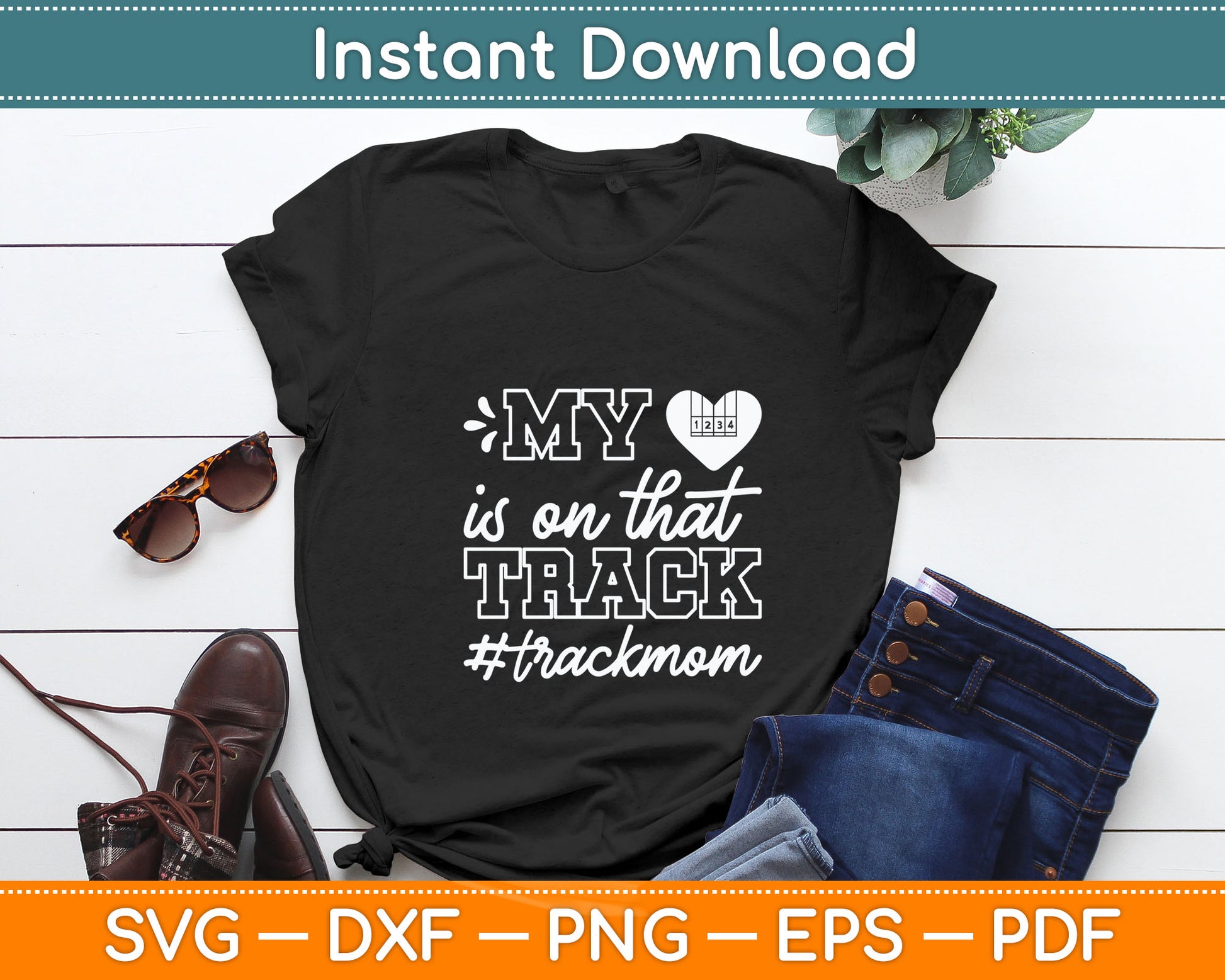 Track Mom My Heart Is On That Track Runner Running Mama Svg Digital Cutting File