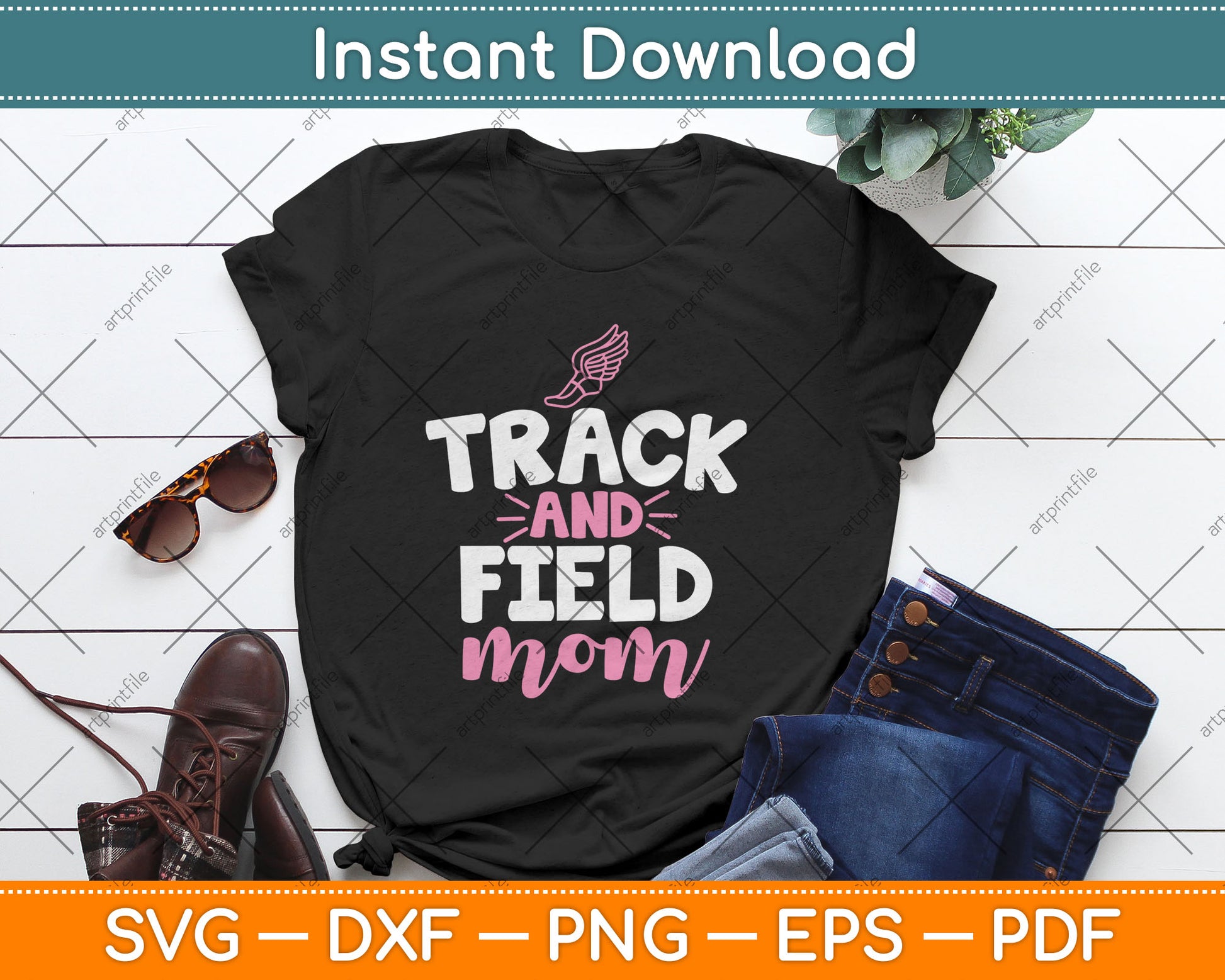 Track & Field Mom Sports Running Proud Mother's Day Svg Digital Cutting File