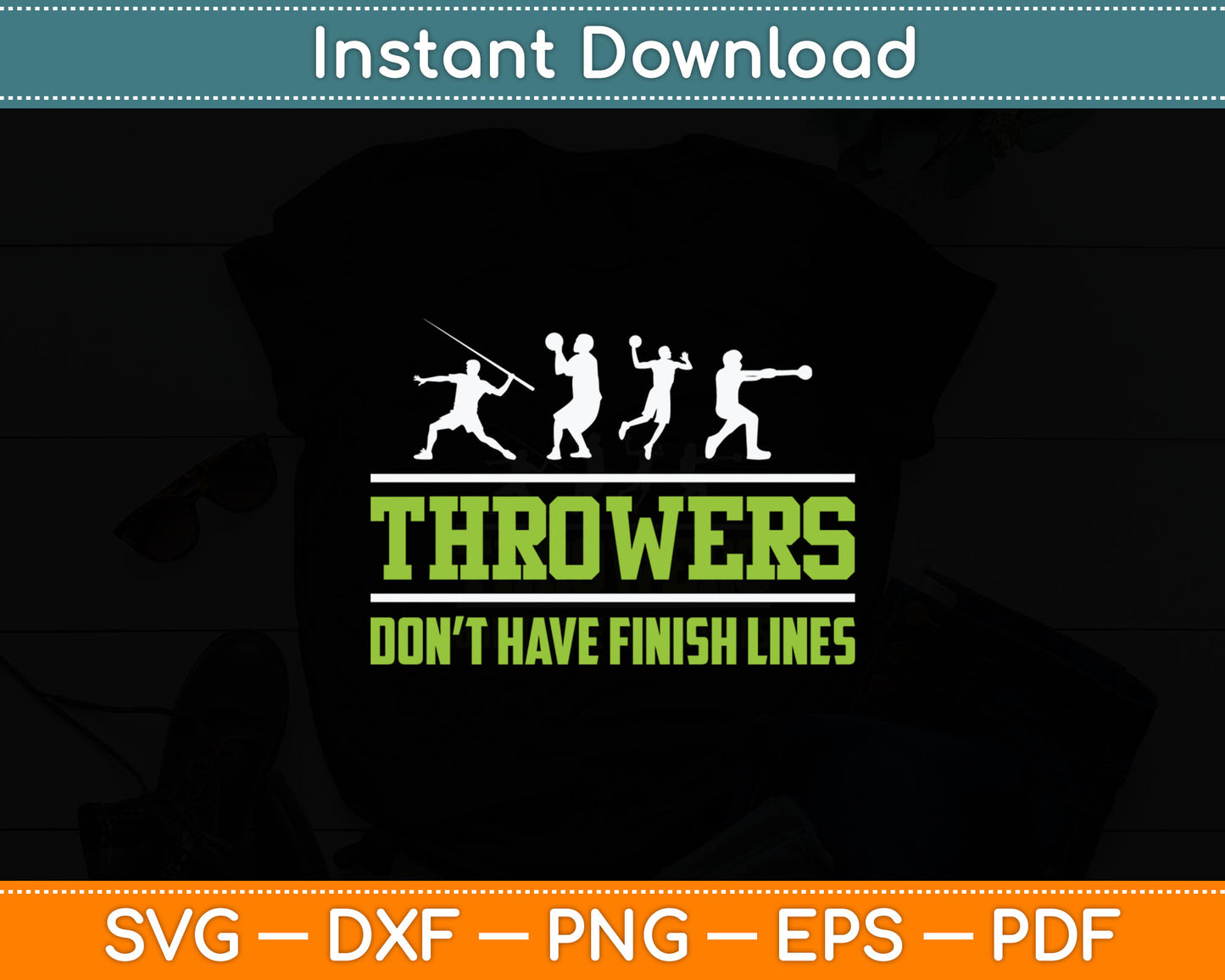 Track and Field Throwing Shot Put Outfit - Finish Line Svg Digital Cutting File