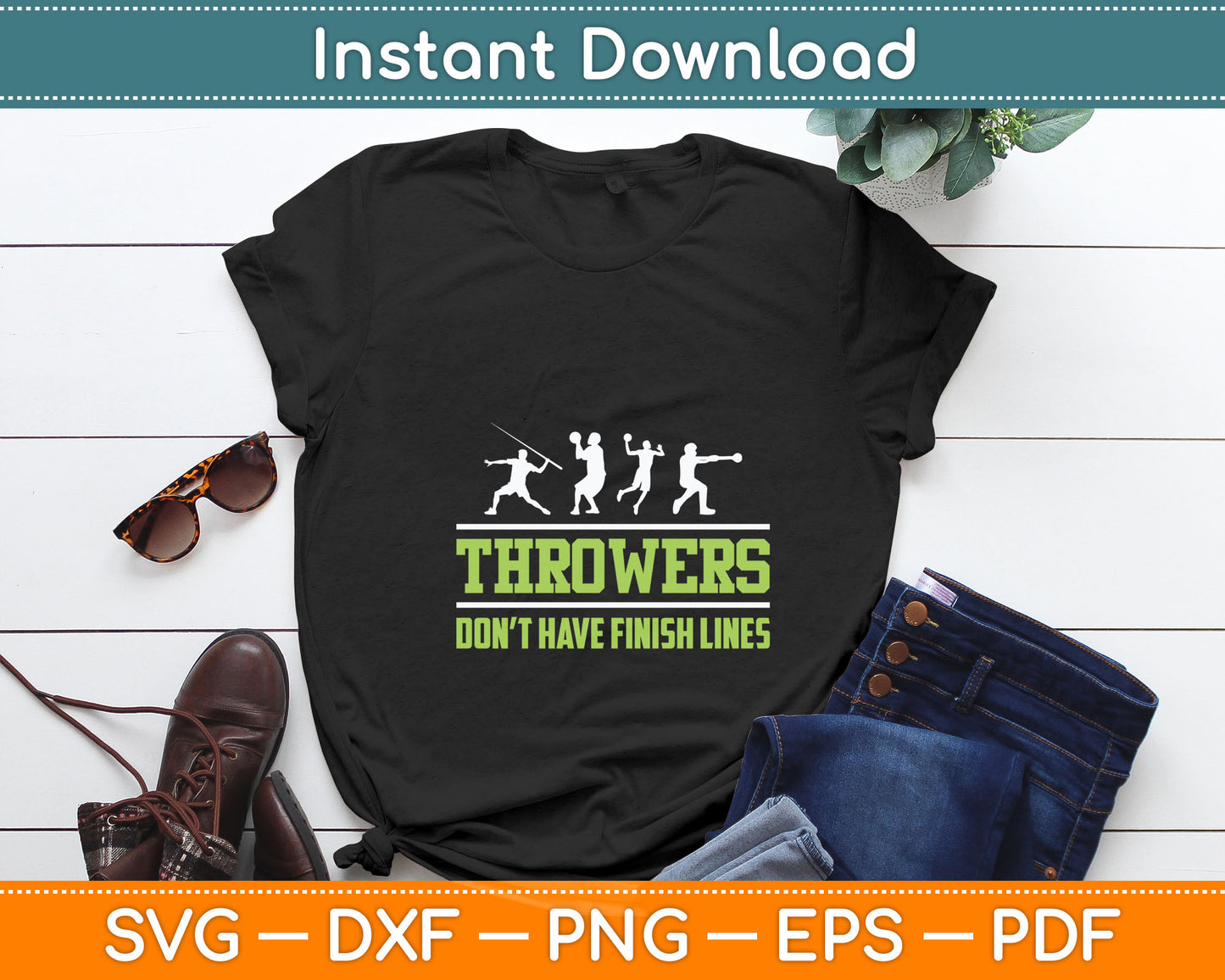 Track and Field Throwing Shot Put Outfit - Finish Line Svg Digital Cutting File