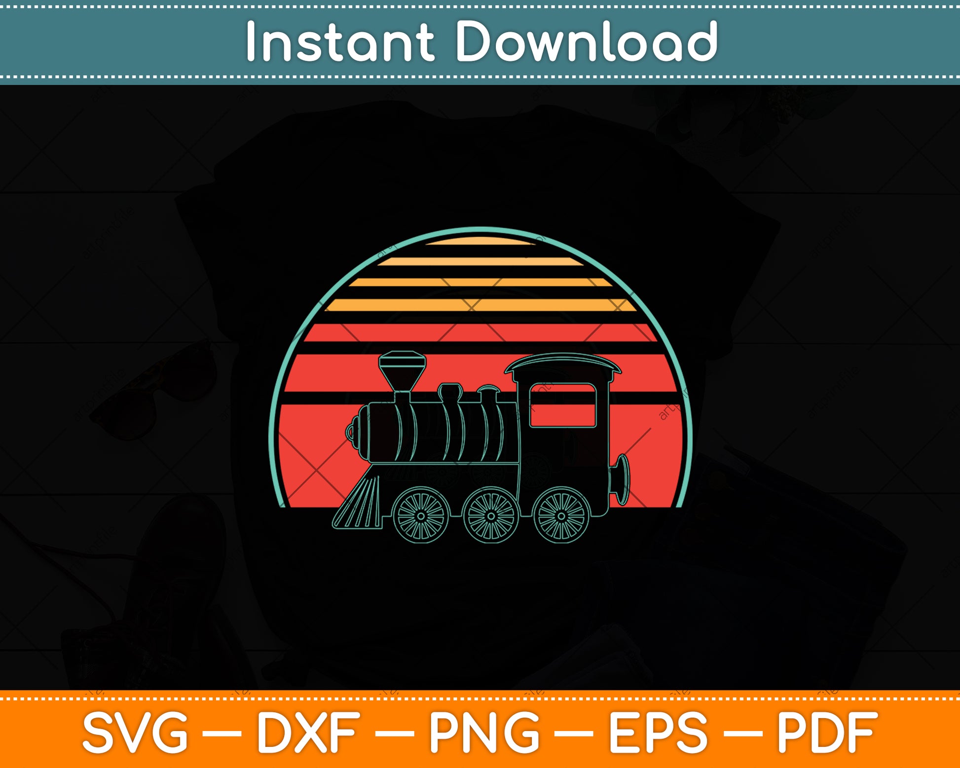 Train Driver Retro Vintage Svg Digital Cutting File