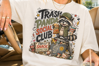 Trash Panda Social Club PNG Funny Raccoon Trashy Snack Sublimation