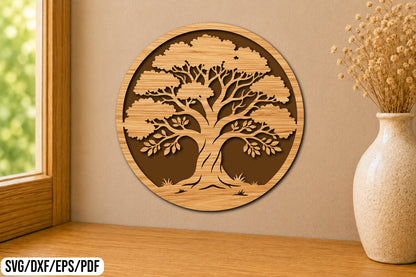 Tree of Life Round Laser Cut SVG