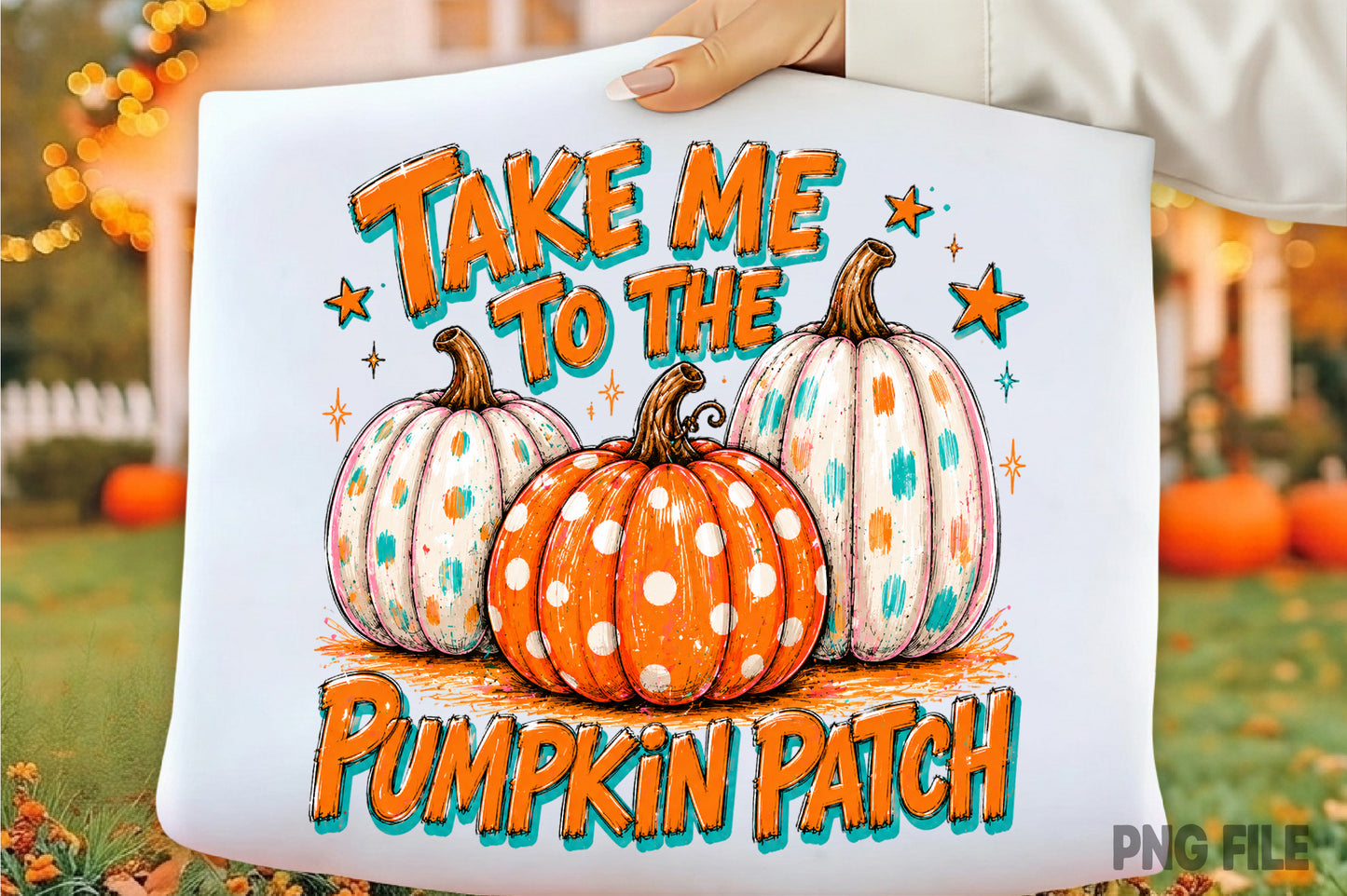 Take Me To The Pumpkin Patch PNG | Trendy Fall Pumpkin Halloween Sublimation | Autumn Pumpkin Patch Shirt Design