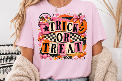 Trick Or Treat Halloween PNG Cute Pumpkin Candy Sublimation Design