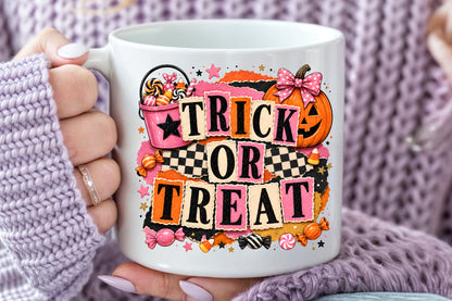 Trick Or Treat Halloween PNG Cute Pumpkin Candy Sublimation Design