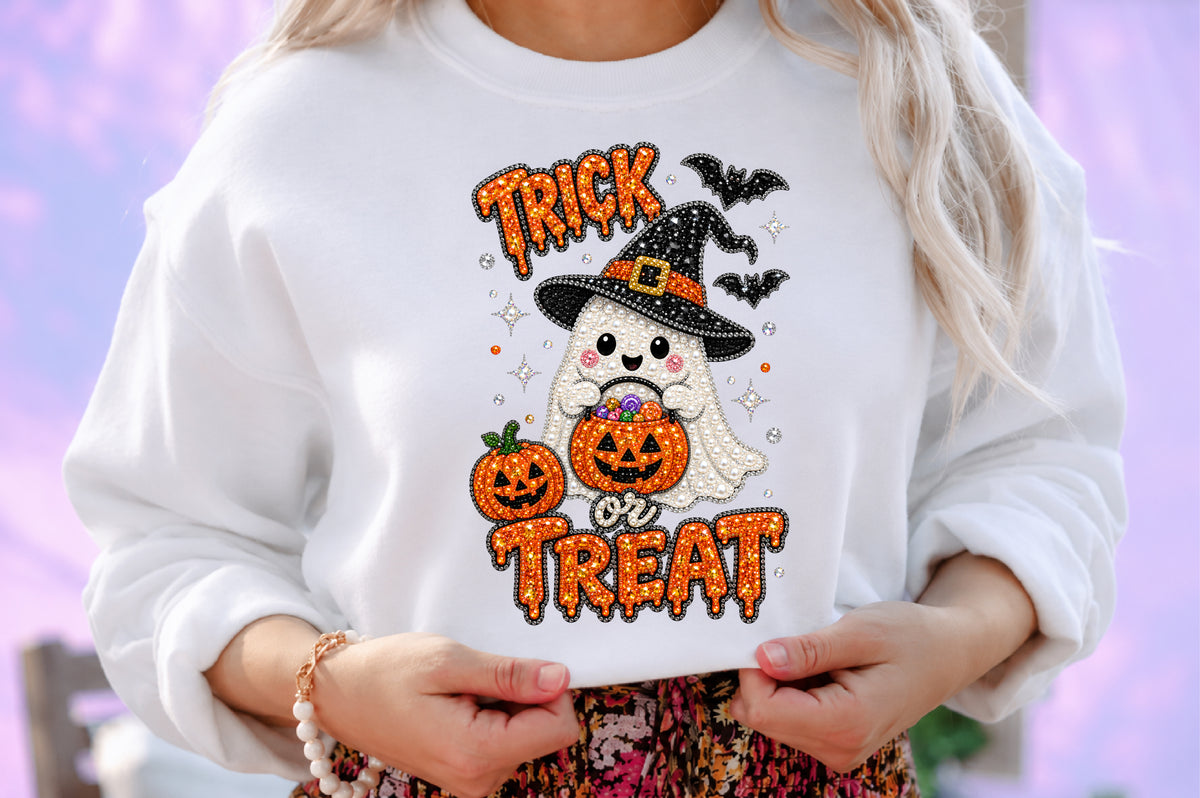 Trick or Treat Ghost Rhinestone PNG