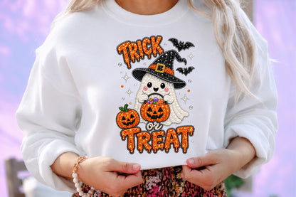 Trick or Treat Ghost Rhinestone PNG