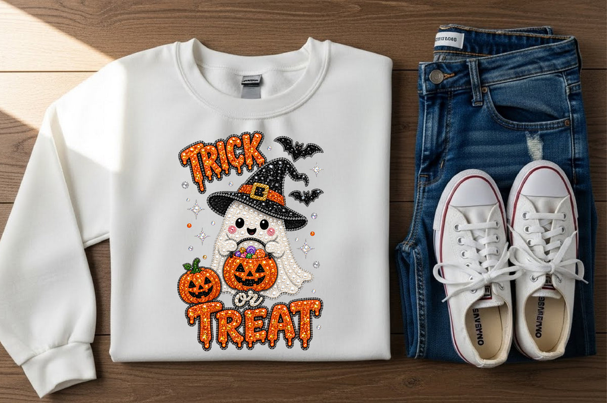 Trick or Treat Ghost Rhinestone PNG