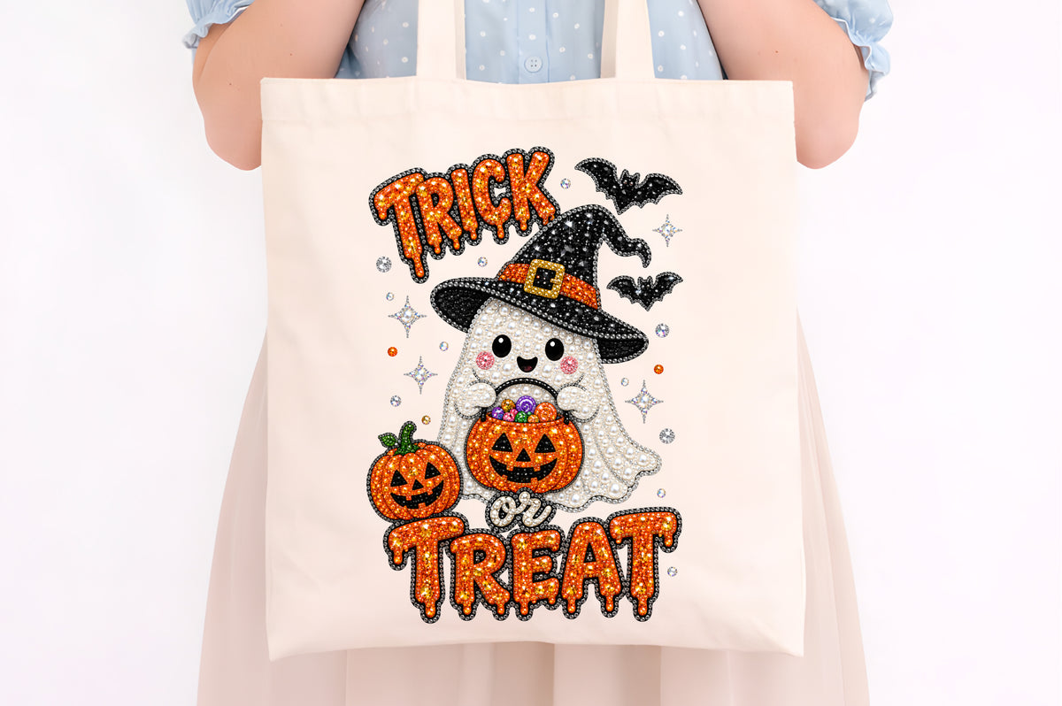Trick or Treat Ghost Rhinestone PNG