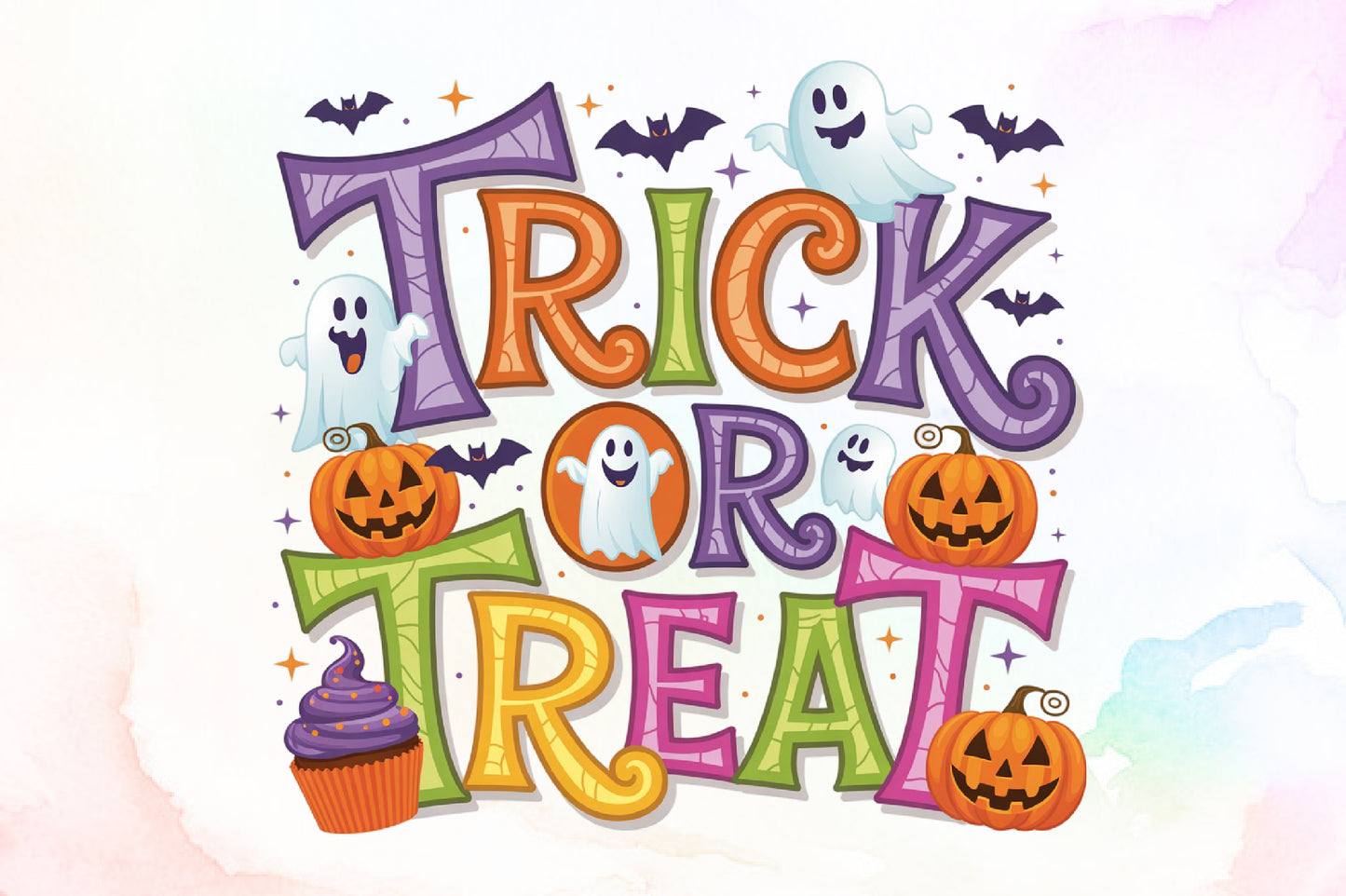 Trick or Treat Halloween Ghost Pumpkin PNG Design