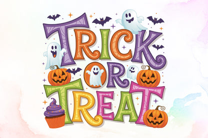 Trick or Treat Halloween Ghost Pumpkin PNG Design