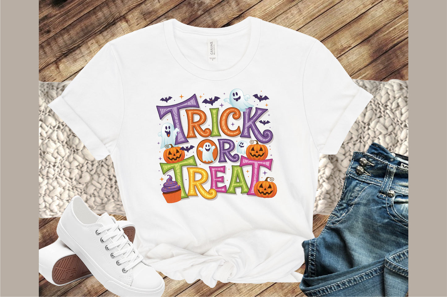 Trick or Treat Halloween Ghost Pumpkin PNG Design