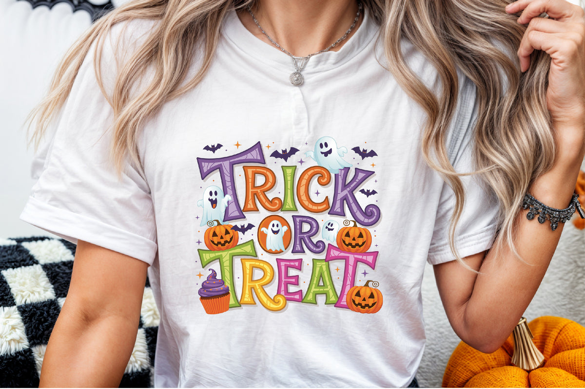 Trick or Treat Halloween Ghost Pumpkin PNG Design