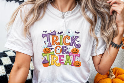 Trick or Treat Halloween Ghost Pumpkin PNG Design