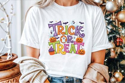 Trick or Treat Halloween Ghost Pumpkin PNG Design