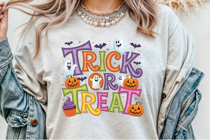 Trick or Treat Halloween Ghost Pumpkin PNG Design