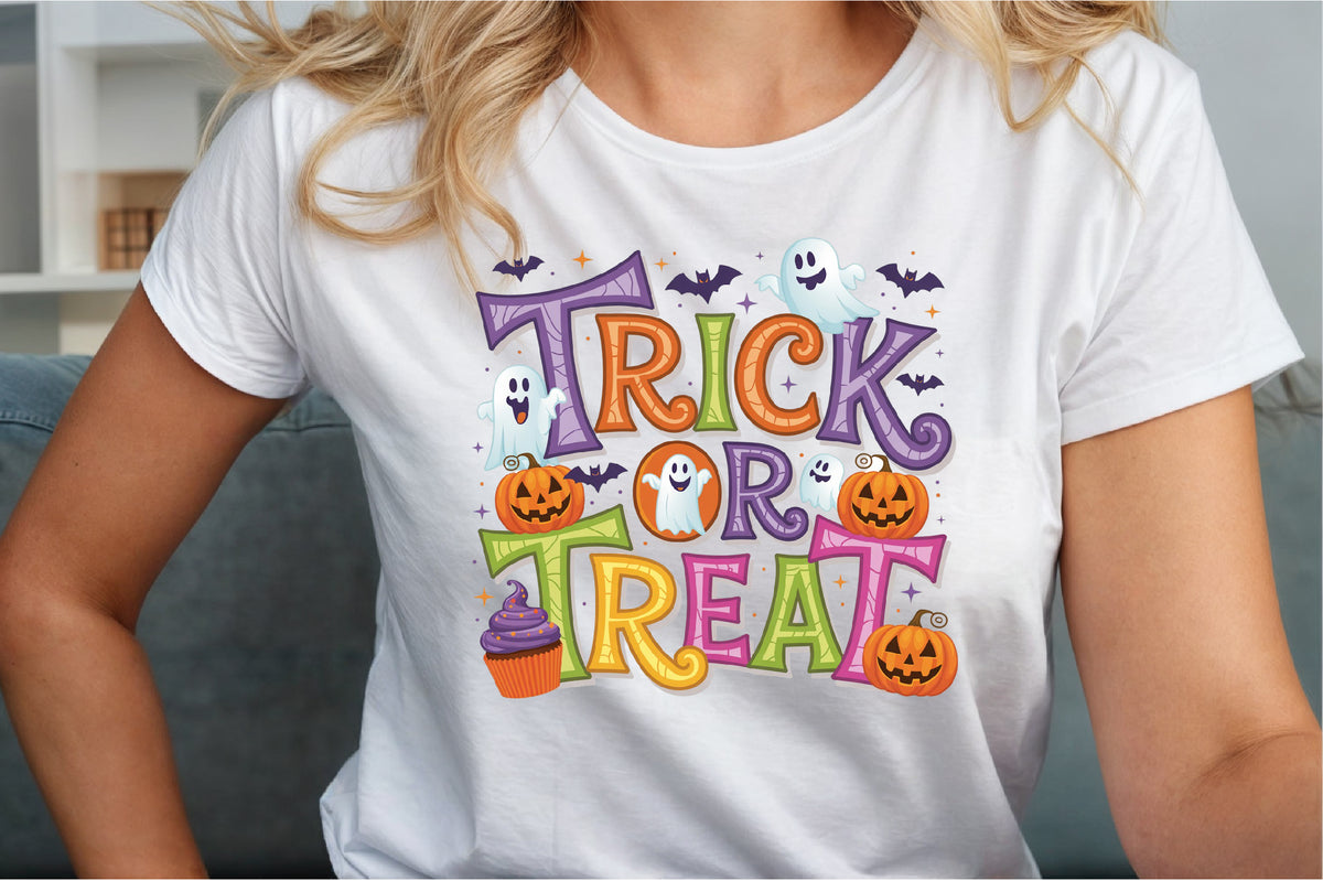 Trick or Treat Halloween Ghost Pumpkin PNG Design
