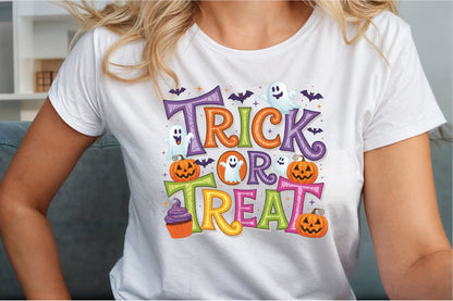 Trick or Treat Halloween Ghost Pumpkin PNG Design