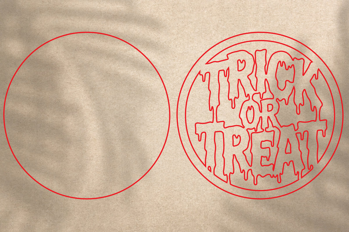 Trick or Treat Halloween Laser Cut SVG | Spooky Halloween Round Sign SVG