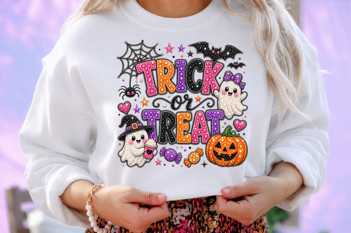 Trick or Treat Halloween Rhinestone PNG