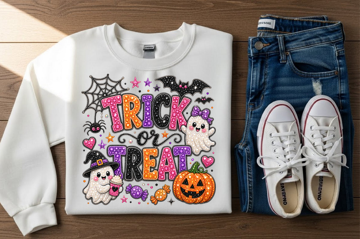 Trick or Treat Halloween Rhinestone PNG