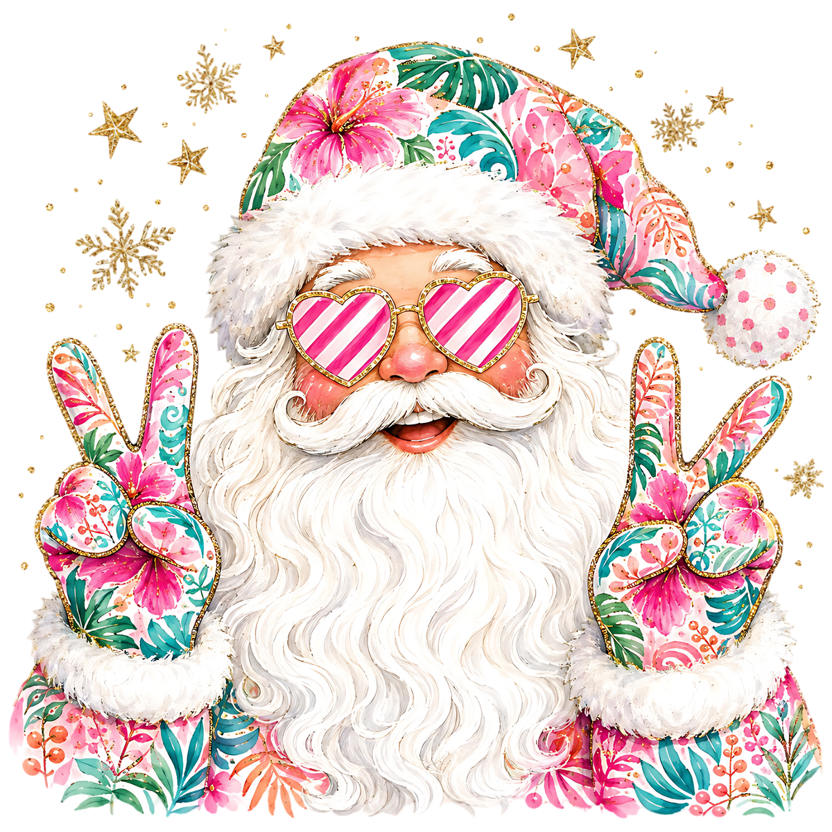 Tropical Floral Peace Santa PNG