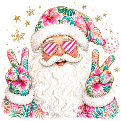 Tropical Floral Peace Santa PNG
