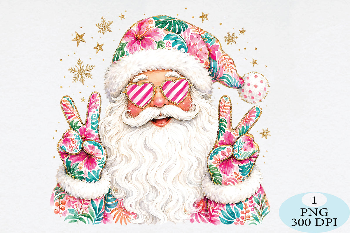 Tropical Floral Peace Santa PNG