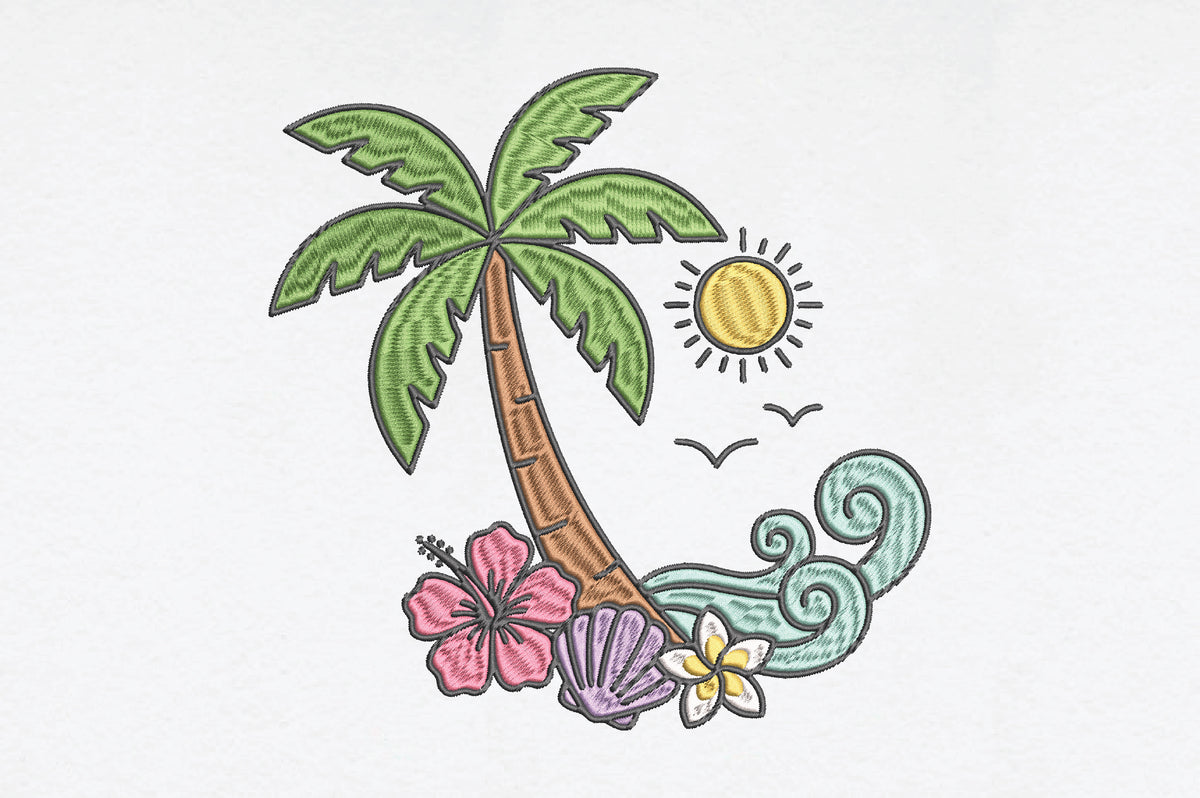 Tropical Island Embroidery Design