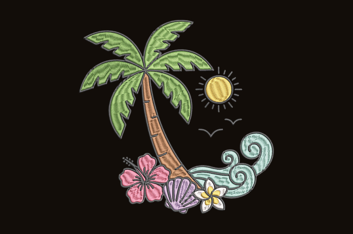 Tropical Island Embroidery Design