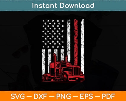 Trucker American Flag Image Truck Driver Dad 4th Of July Svg Digital Cutting File