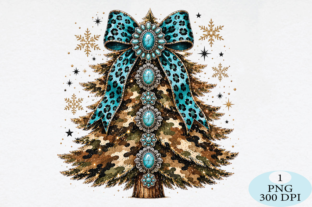 Turquoise Camo Christmas Tree PNG