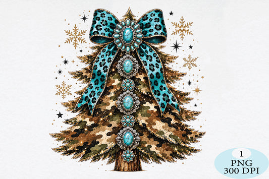 Turquoise Camo Christmas Tree PNG