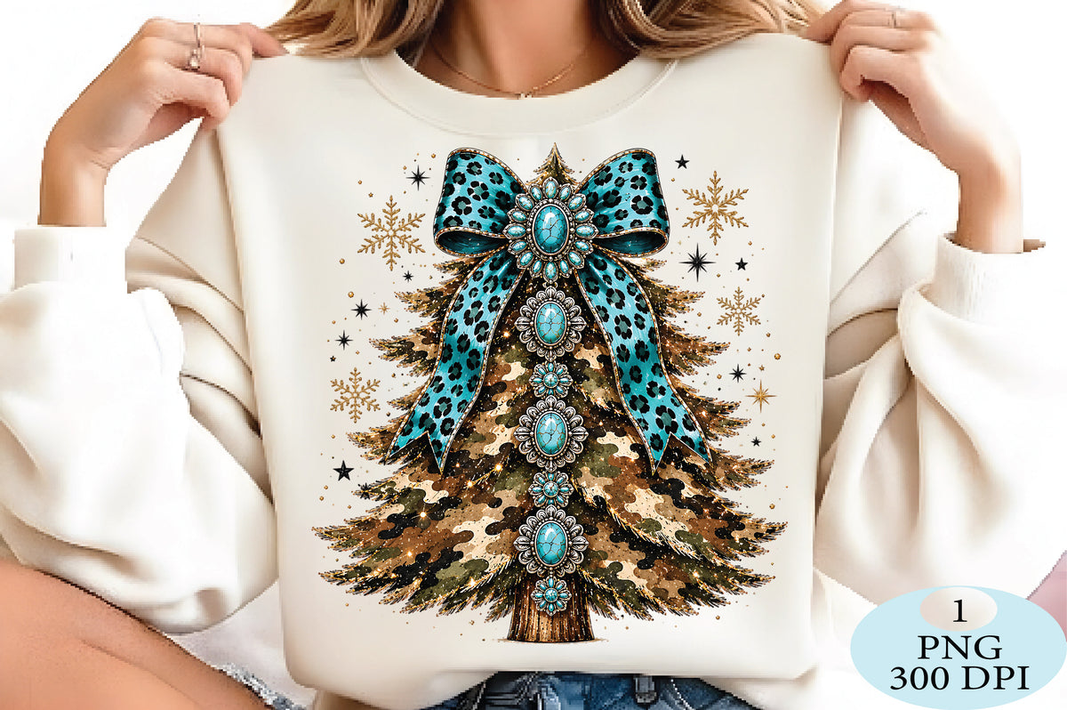 Turquoise Camo Christmas Tree PNG