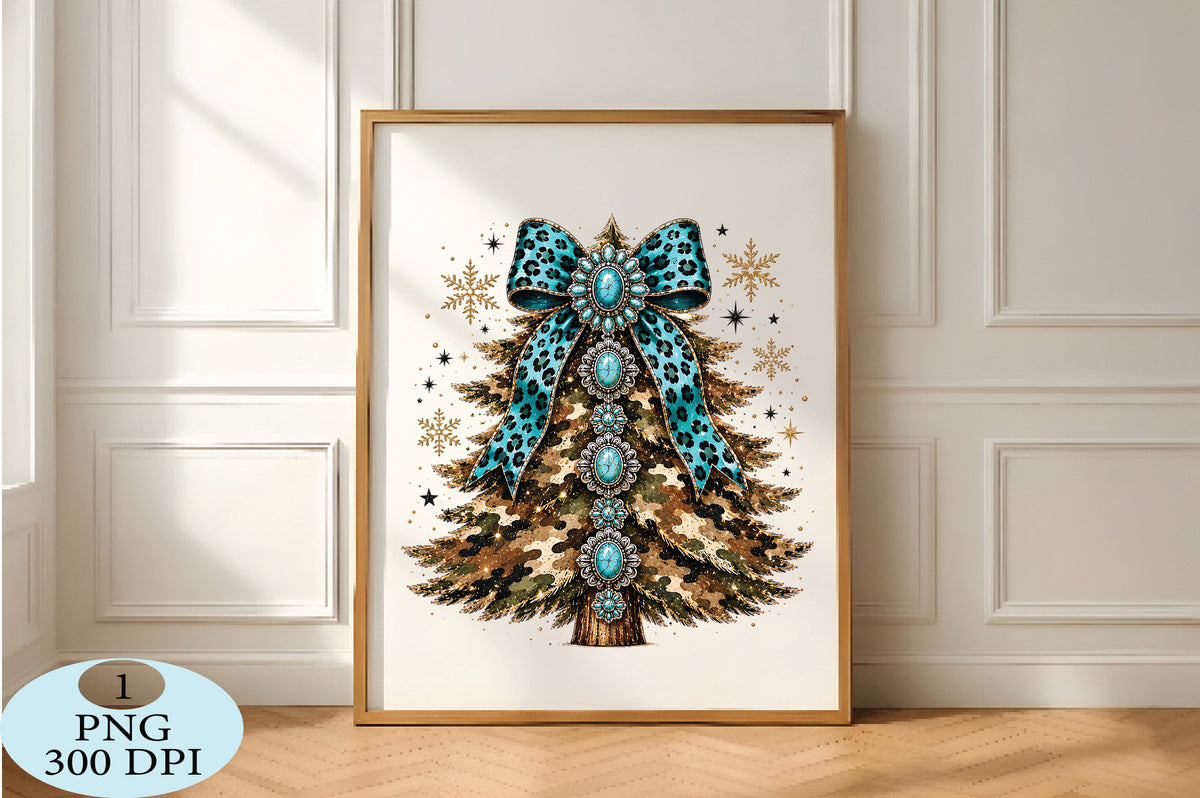 Turquoise Camo Christmas Tree PNG