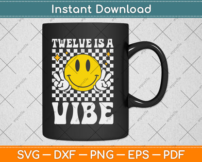 Twelve Is A Vibe 12th Birthday Groovy Boys Girls 12 Year Old Svg Png Digital File