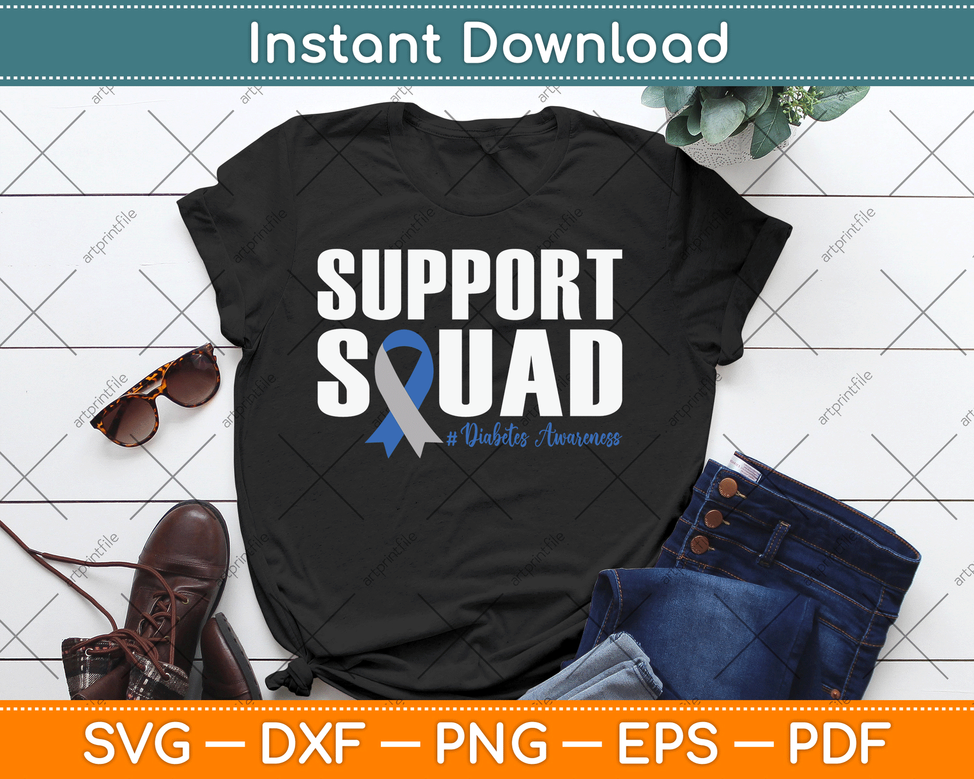 Type 1 Diabetes Warrior Support Squad Diabetes Awareness SVG Digital Cutting File