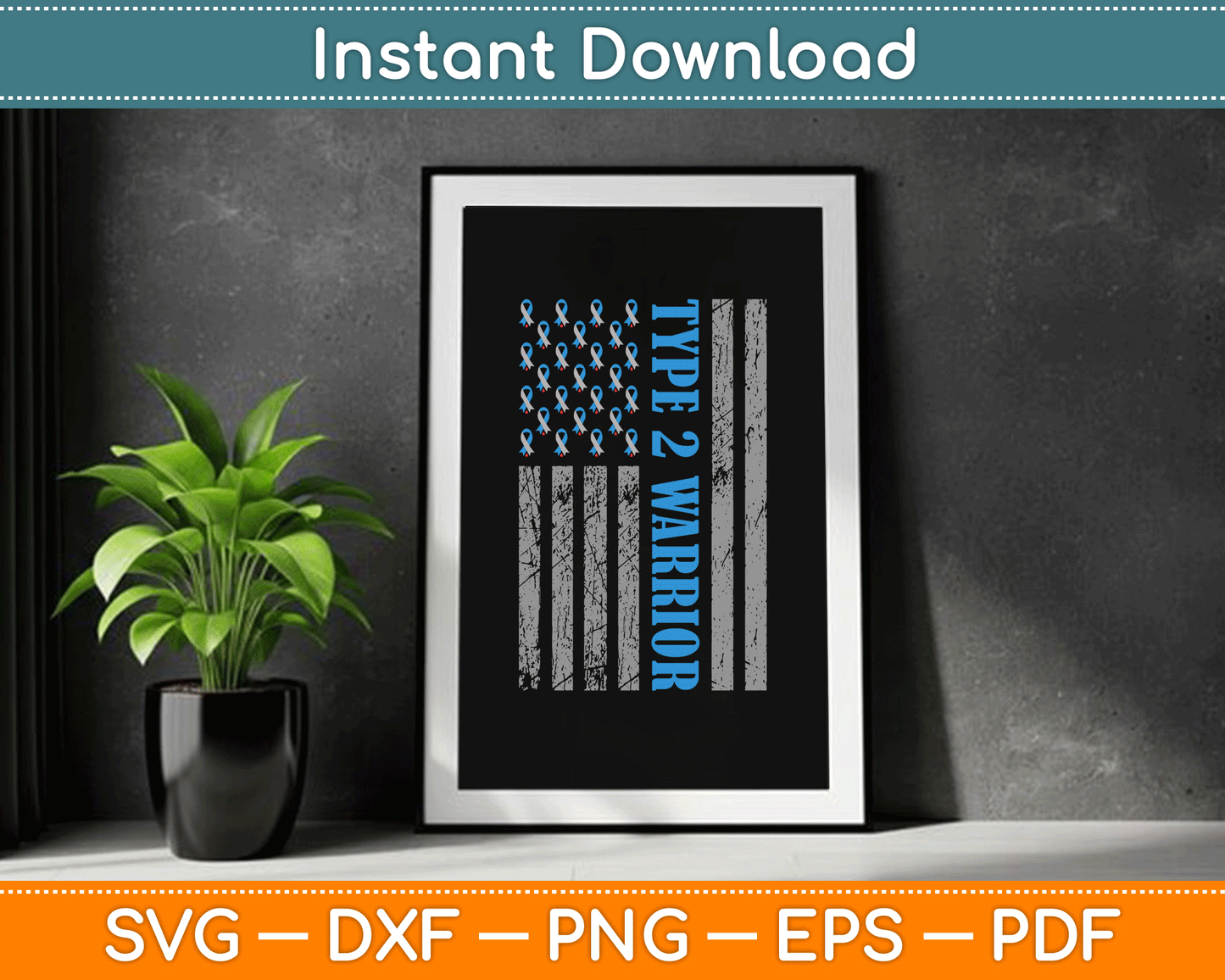 Type 2 Warrior Diabetes Awareness Diabetic SVG Digital Cutting File