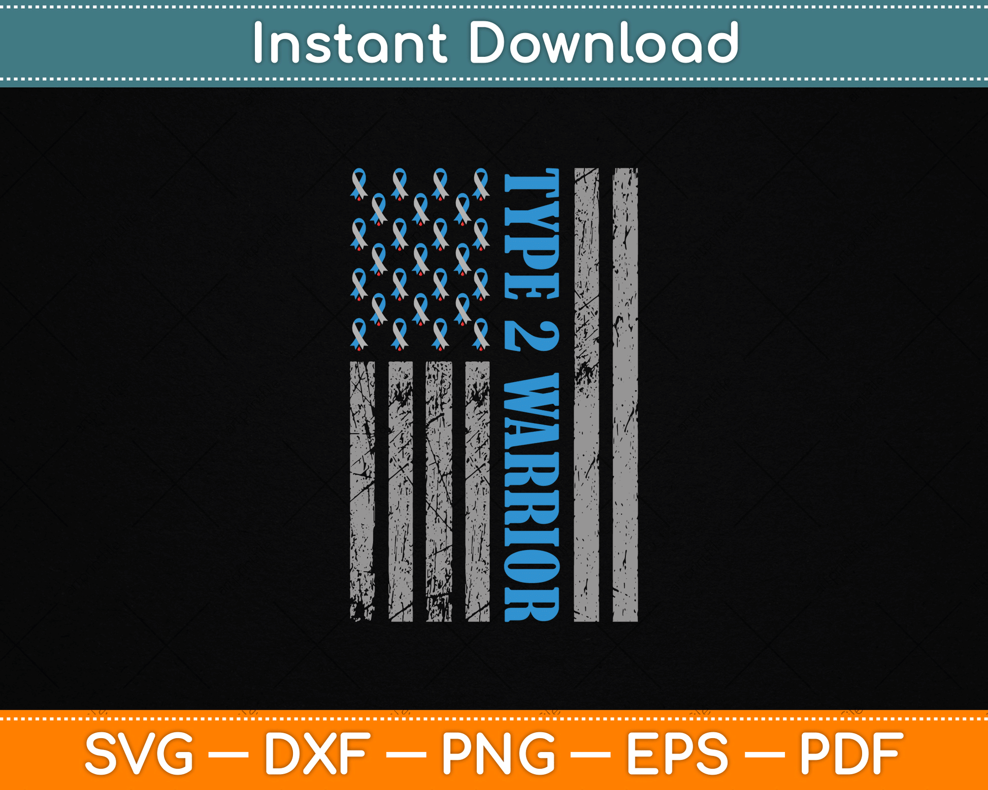 Type 2 Warrior Diabetes Awareness Diabetic SVG Digital Cutting File