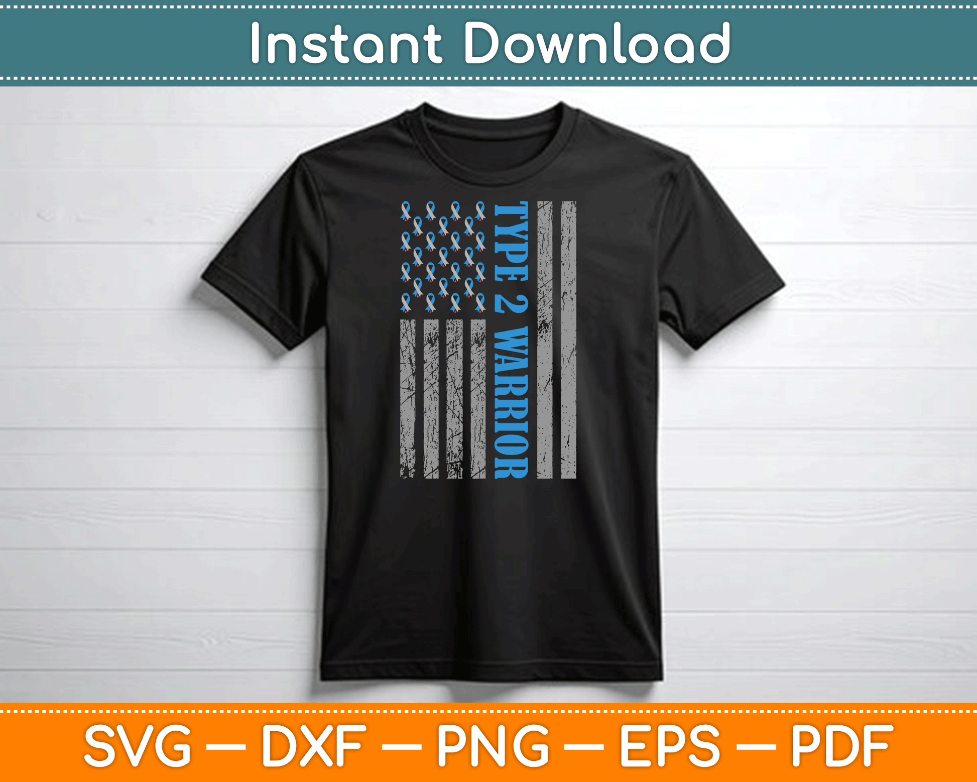 Type 2 Warrior Diabetes Awareness Diabetic SVG Digital Cutting File