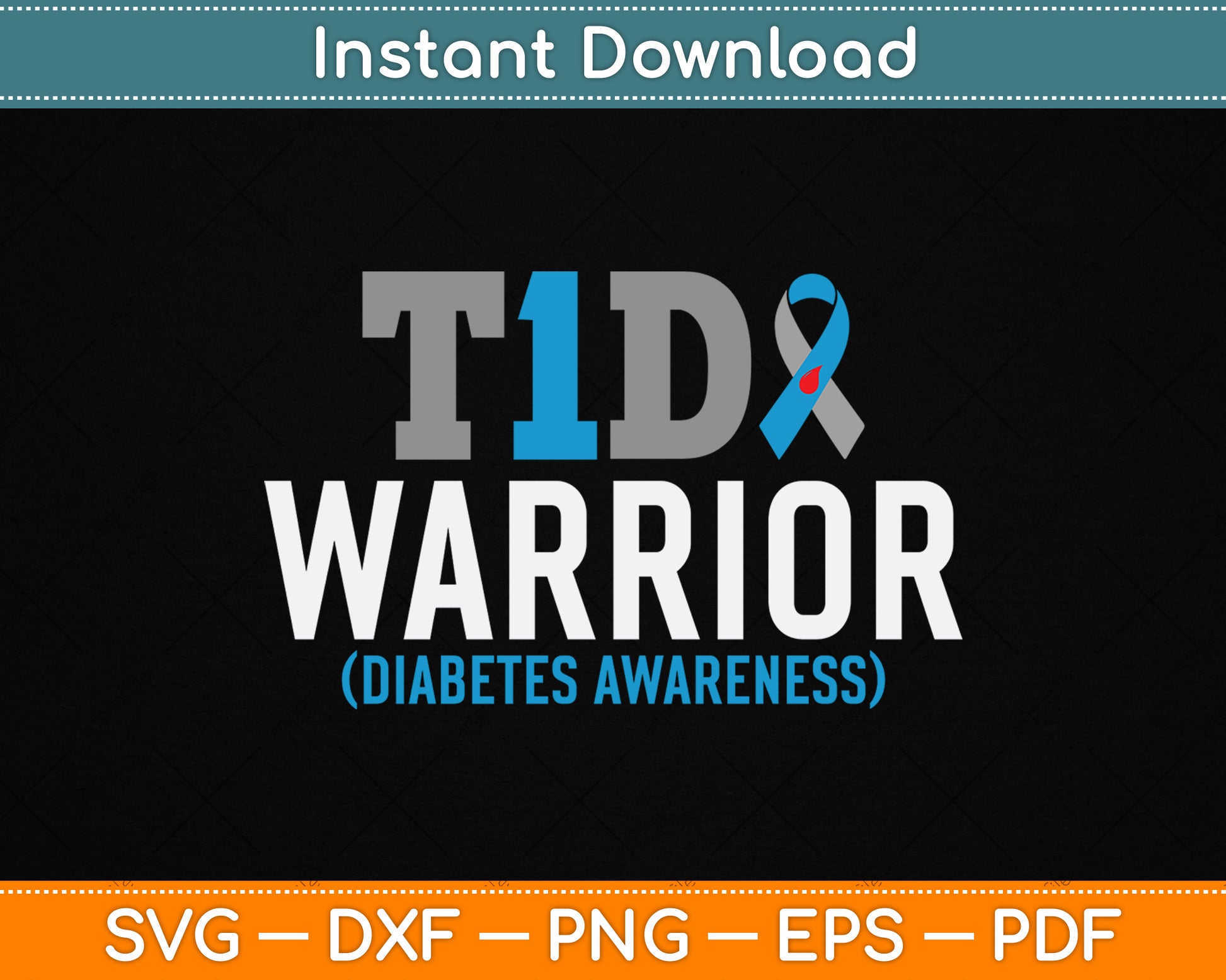Type 1 Diabetes Awareness T1D Warrior Type One Diabetic SVG Digital Cutting File