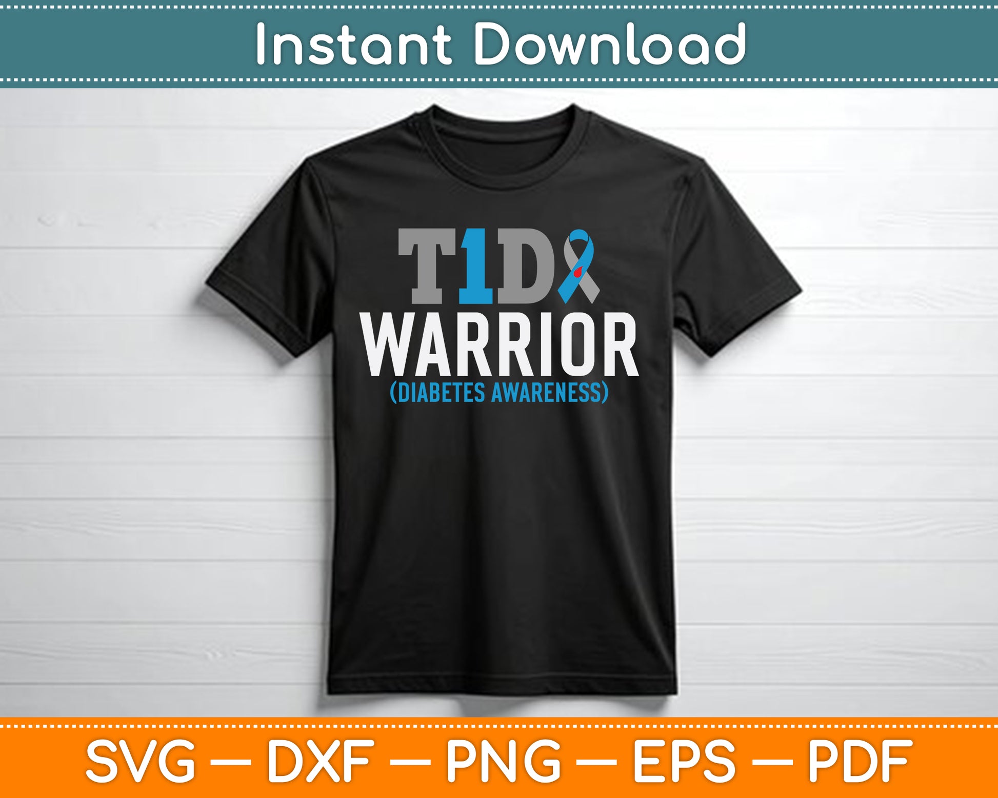 Type 1 Diabetes Awareness T1D Warrior Type One Diabetic SVG Digital Cutting File