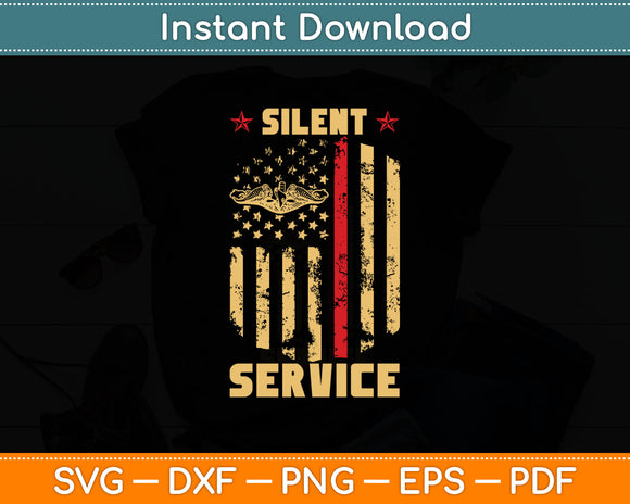 US Military Submarines Silent Service American Flag Svg Digital Cutting File