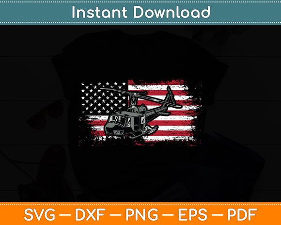 UH-60 Black Hawk Helicopter Vintage American Flag Veteran Svg Digital Cutting File