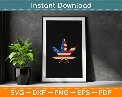 USA Flag Marijuana Leaf Funny US Flag Pot Weed SVG Digital Cutting File