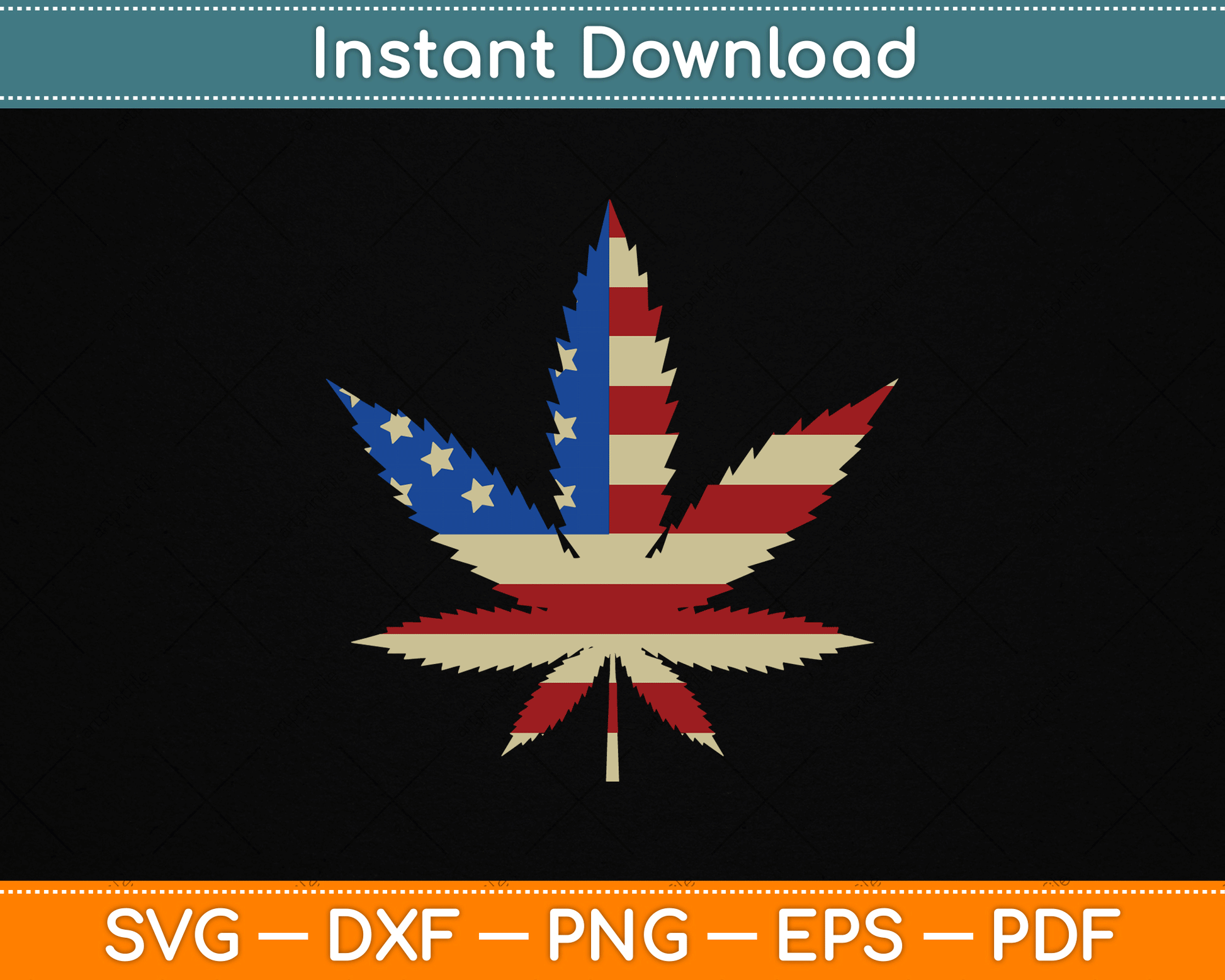 USA Flag Marijuana Leaf Funny US Flag Pot Weed SVG Digital Cutting File