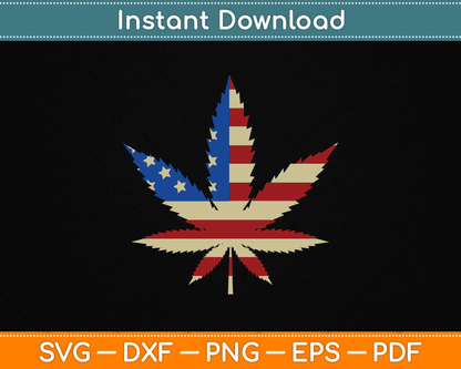 USA Flag Marijuana Leaf Funny US Flag Pot Weed SVG Digital Cutting File